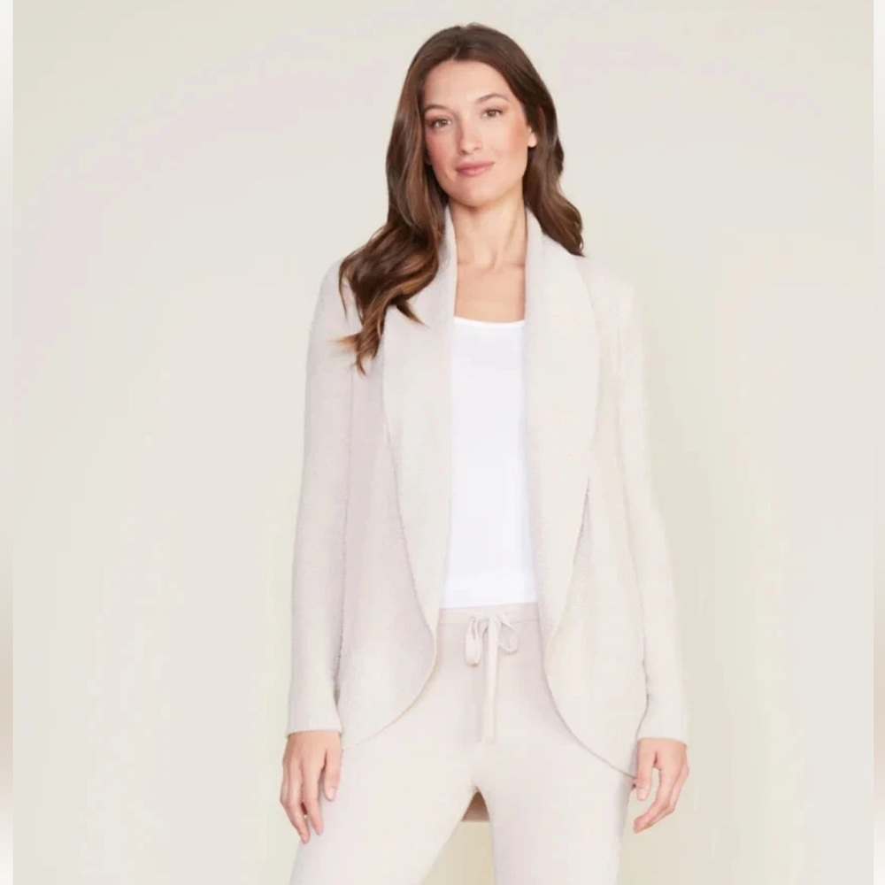 Barefoot Dreams Ivory Ribbed Shrug Sweater. Open Front | Neutral. Women’s Sz-M